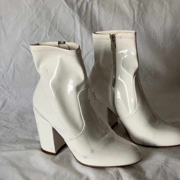 Steve Madden Shoes - Steve Madden White Patent Gaze Booties NWOT